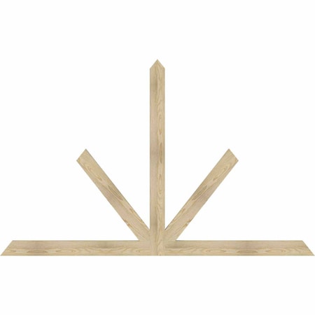 Ekena Millwork Saratoga Rough Sawn Timber Gable Bracket, Douglas Fir, 84"W x 53"H x 2"D x 4"F, 15/12 Pitch GBW084X53X0204SAR00RDF